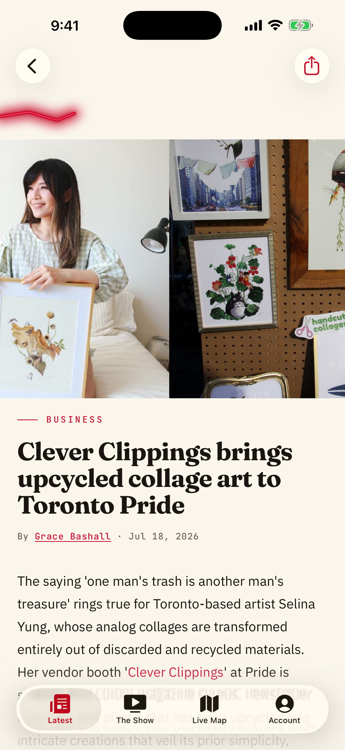 A story open in The Dispatch app